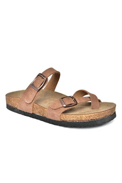 Fox Shoes Γυναικείες σαγιονάρες Suede Tan K777613402