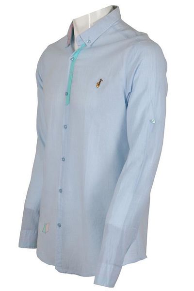 Modarar Cămașă pentru bărbați Ice Blue Slim Fit cu mânecă lungă Rar00806