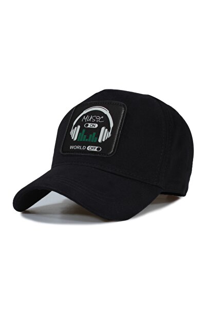 Trucker Music On Model Hat - Replaceable Leather Patch - Cotton - Unisex - Black