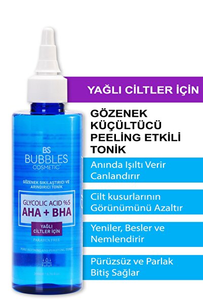 bs bubbles cosmetic Tonik Yağlı Ciltler Glycolic Acid %5 Aha+bha Paraben Free...