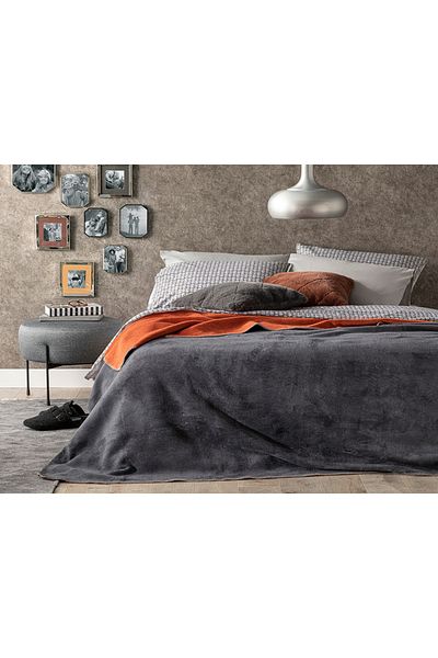 English Home Plain Cotton Single Blanket 150X200 cm Anthracite - Orange