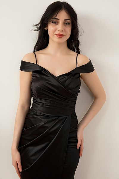 PULLIMM Rochie de seara din satin cu bretele plisate 39459