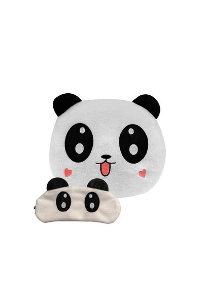Hediye Sahibi Cute Panda Fleece Pillow with 35*35cm Eye Patch Gift