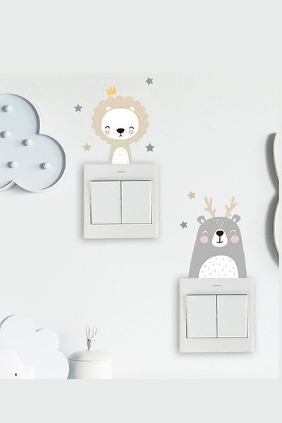 Sim Tasarım Socket - Soft Color Animals - 6-Piece Socket Sticker Set - Sim875