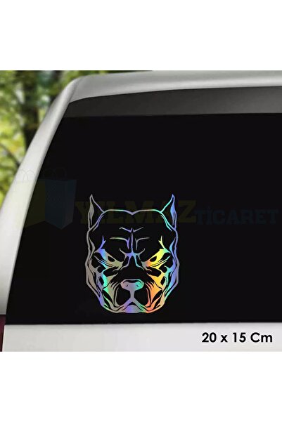 yılmazetic Pitbull Köpek Hologram Oto Sticker Araba Kelebek Arka Cam Etiket A...