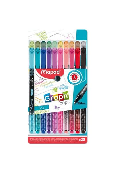 Maped Fineliner X 20 Hanging Patterned Package - 0.4 Tips 749051