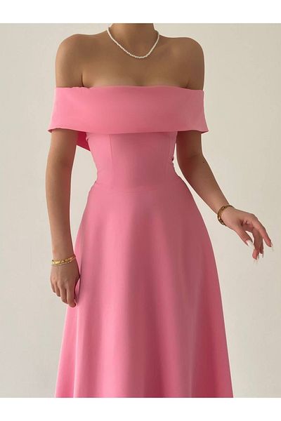 conconmoda Madanno Collar Midi Length Atlas Dress