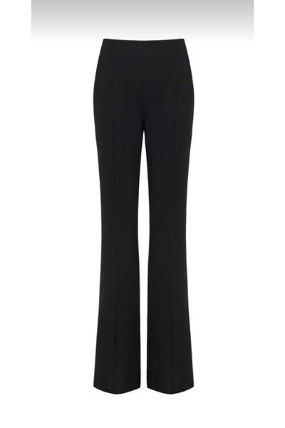 Zagrep Women's Black Flared Leg Trousers Imported Crepe
