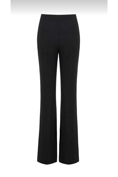Zagrep Women's Black Flared Leg Trousers Imported Crepe