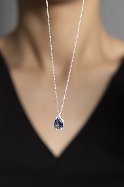 Elika Silver Kadın Damla Taşlı Model 925 Ayar Gümüş Kolye