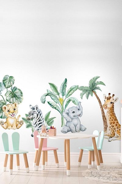 Sim Tasarım Afrikan Safari Baby Animals Wall Sticker