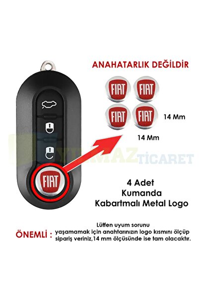 yılmazetic Fiat Kumanda Metal Alaşım Anahtarlık Logo Kabartmalı 3m Yüksek Kal...