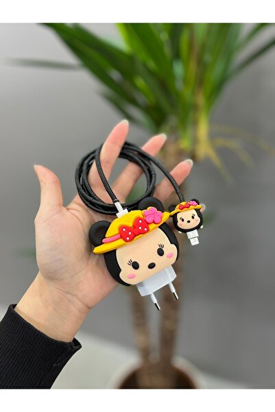 Mi7a Sevimli Silikon Şarj Koruyucu Iphone Şarj Başlığı Ve Kablo Koruyucu Mickey Mouse