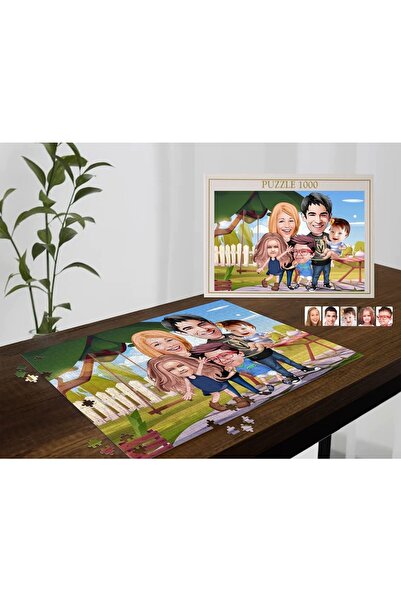 Bk Gift Kişiye Özel Aile Tasarımlı 1000 Parça Profesyonel Puzzle, 3'lü Portre...