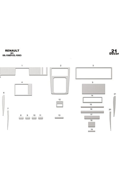 meriç cockpit design ميريتش ®   رينو 21 مدير أمامي طلاء ألمنيوم 21 قطعة 1989-...