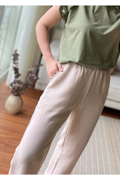 two in sis Ayrobin Palazzo Trousers with Elastic Waist