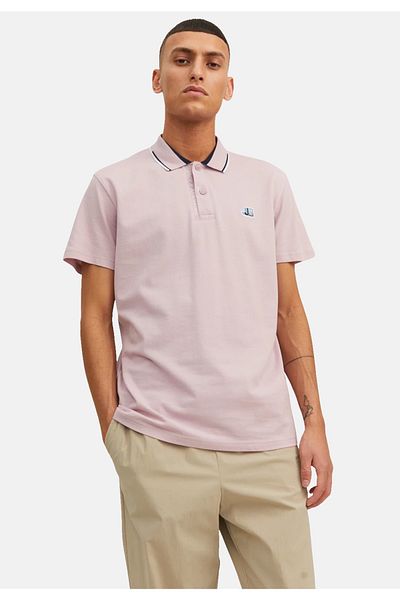 Jack & Jones Poloshirt LOGAN Polo Kurzarmshirt, Kontraststreifen und Logo-Details