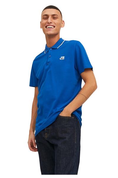 Jack & Jones Poloshirt LOGAN Polo Kurzarmshirt, Kontraststreifen und Logo-Details