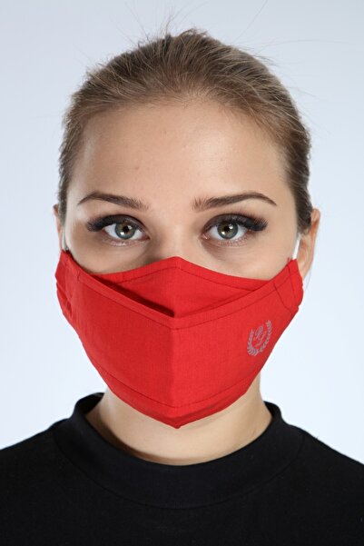 Piano Luce Yıkanabilir 3 Katlı Pamuklu Maske Kırmızı P10002