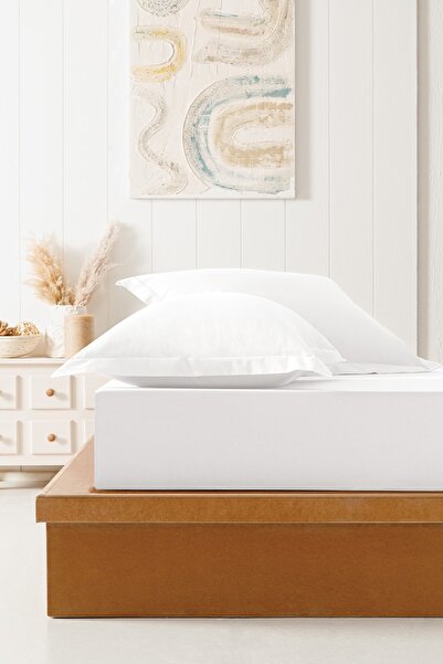 Puffy Φυσικός ινούς Volanlı Ranforce Πλενόμενες Μαξιλαροθήκες 2 τεμαχίων - Λευκό