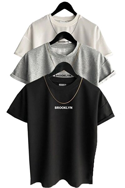 Keywest Set de 3 tricouri oversize cu imprimeu Brooklyn