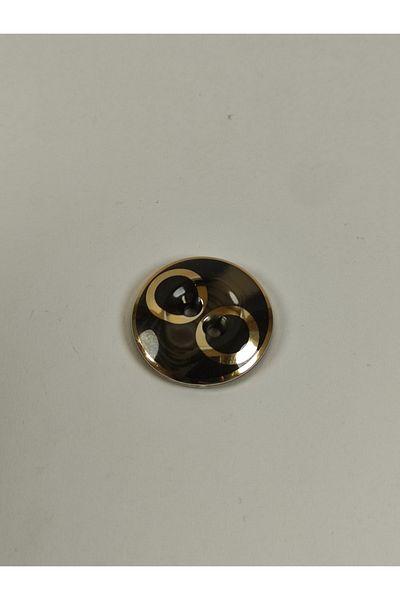 Kariyer Astar 2.8 Cm 2 Holes Brown Color and Gold Detailed 10 Pieces Buttons