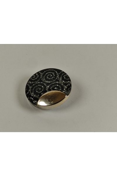 Kariyer Astar Black Patterned 10 Buttons with 3.1 Cm Feet and Gold Edge