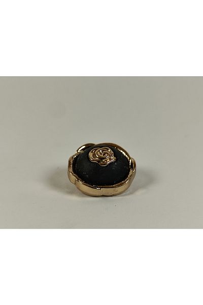 Kariyer Astar 2.5 Cm Feet Six Gold Top Black Rose Pattern 10 Pieces Buttons