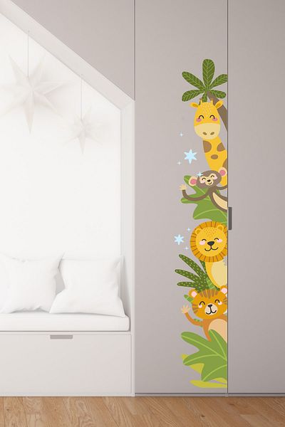 Sim Tasarım Animal Kingdom Left Facing Door Cabinet Wall Sticker Set