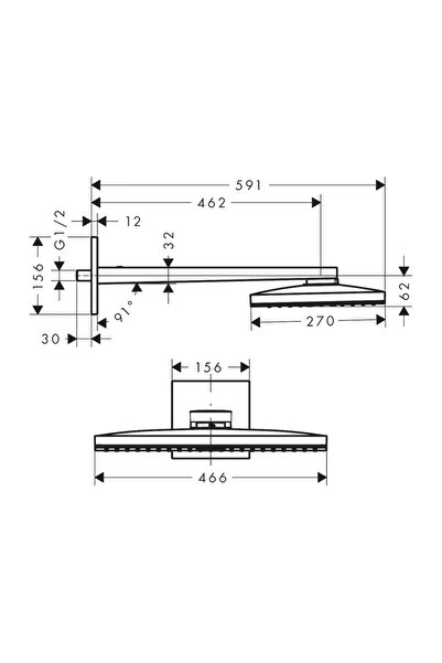 Hansgrohe Rainmaker Select Tepe Duşu 460 1 Jet, Duş Dirseği Ile - 24003400