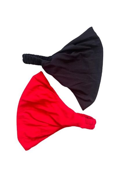 BERG Colorful Combed Cotton Elastic Cotton Patternless Parachute Bandana Combed Cotton Hair Band 2 Pieces