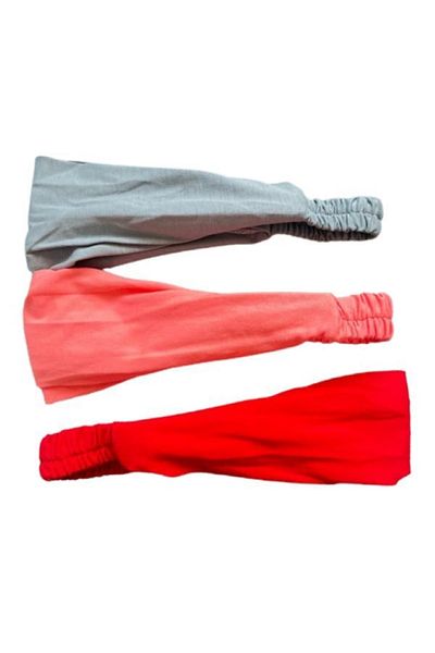 BERG - Colorful Combed Cotton Elastic Cotton Patternless Parachute Bandana Combed Cotton Hair Band 3 Pieces