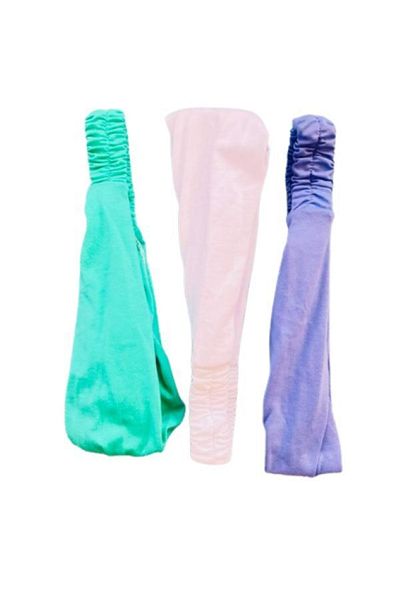 BERG - Bandana de parașuta din bumbac elastic pieptănat colorat, fără model, bandă de păr din bumbac pieptănat, 3 buc.