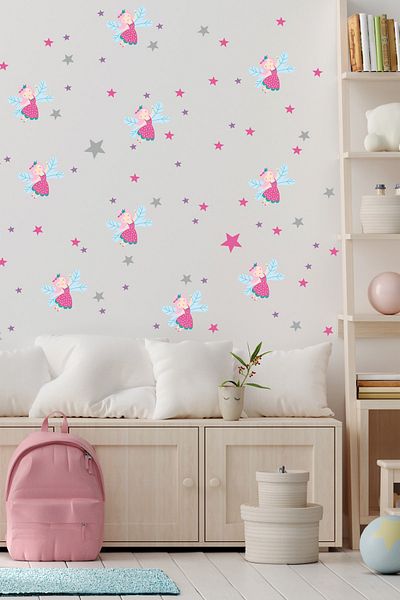 Sim Tasarım Little Fairies And Stars Wall Sticker Set