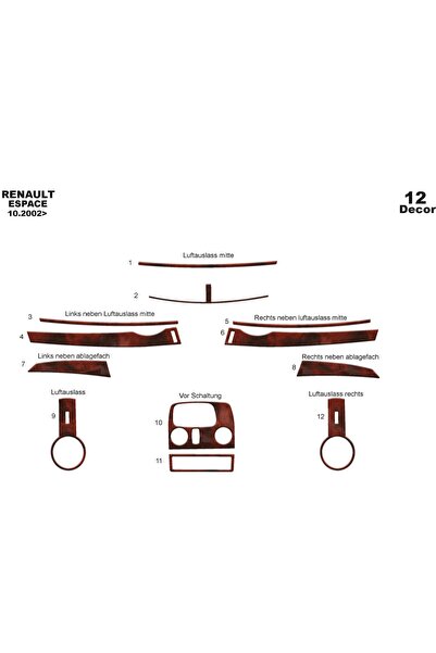 meriç cockpit design ميريتش ®   رينو اسباس توربيدو امامي مطلي ماهوجني 12 قطعة...