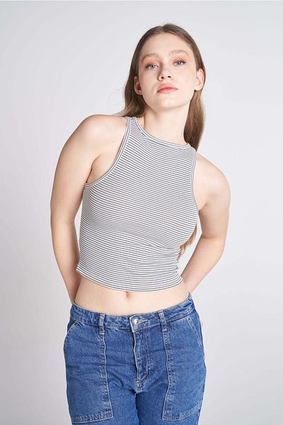 TUBİA Μπλούζα Crop με ρίγες
