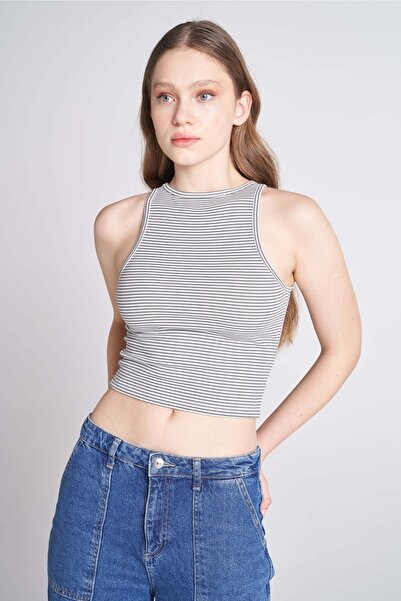 TUBİA Μπλούζα Crop με ρίγες