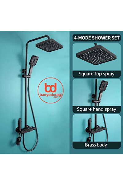 Genel Markalar Piyano Siyah Robot Tepe Duş Seti Yağmur Tepe Banyo 4 Tuşlu Bat...