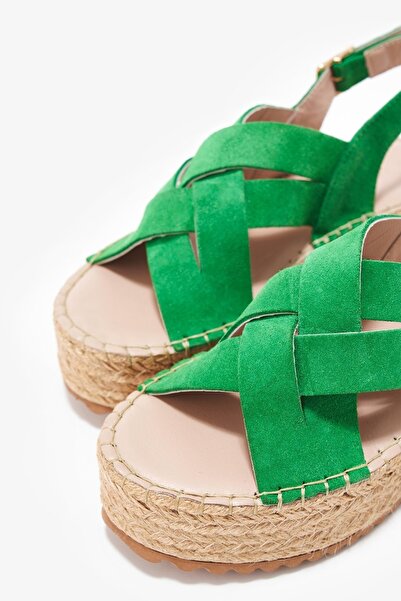 Louis Cardy Monger Green Genuine Leather Espadrille Sandals