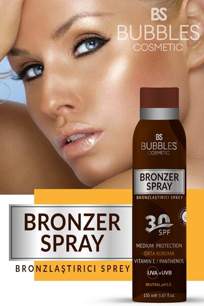 bs bubbles cosmetic Yoğun Bronzlaştırıcı Sprey Boya Içermez Panthenol Vitamin E 150ml