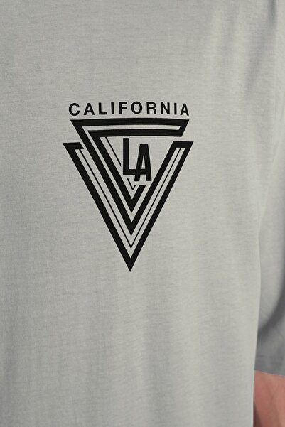 Trendyol Collection Πολυάσχολος Γκρι Oversize Βαμβακερό T-Shirt με Εκτύπωση Πόλης - TMNSS20TS1102