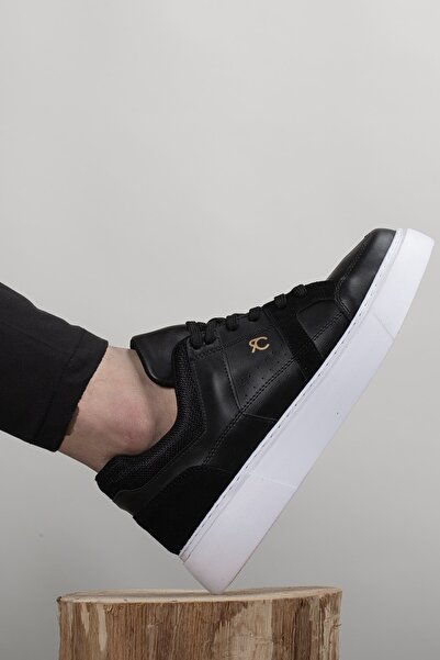 Riccon Tenis unisex 00123500   Detaliu din piele intoarsa alb-negru