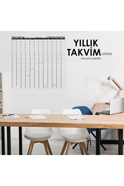 Cengo Yearly Planner Calendar Schedule 100X100Cm Paper Board + White with Ref...