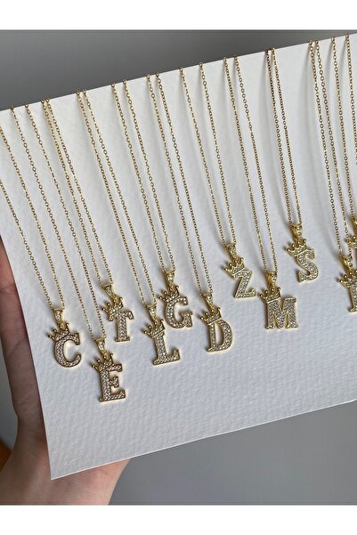 Owentis قلادة من الفولاذ بحجر ذهبي على شكل حرف G - لا تشويه -