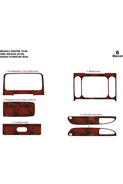 meriç cockpit design ميريتش ®   رينو ماستر توربيدو امامي مطلي ماهوجني 6 قطع 1...
