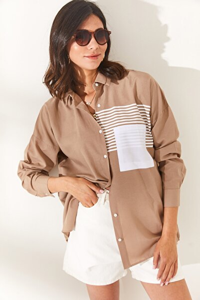 Olalook Mink Oversize szőtt ing zsebrészlettel GML-19000978