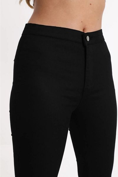rengamoda Women's Black, Gabardine Fabric High Waist Pants 92cm Sbel 31cm