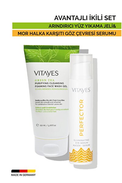 VITAYES Arındırıcı Yüz Temizleme Jeli & Torbalanma Mor Halka Karşıtı Göz Çevr...