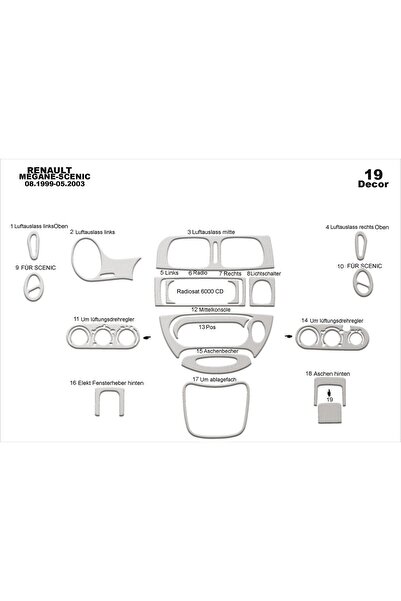 meriç cockpit design ميريتش ®   رينو سينيك توربيدو امامي مطلي الومنيوم 19 قطع...