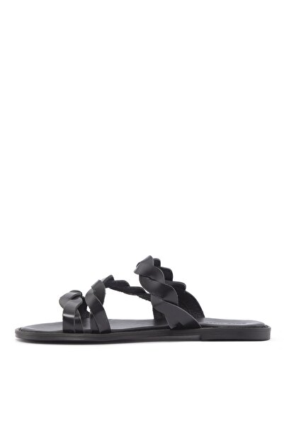 Sole Sisters Genuine Leather Flat Slippers Black - Tamarr